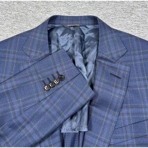 Trussini Blazer Men 44 Blue Plaid Wool Linea Nuova Fratelli Tallia Delfino Italy